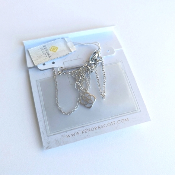 Kendra Scott Ever Opalescent Quartz Pendant Silver Choker Necklace Cream Stone - Picture 5 of 8